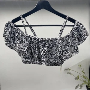 Calvin Klein swim big kids off shoulder flounce neck animal print bikini tops XL - Picture 1 of 5