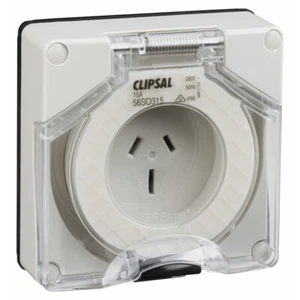 Clipsal 56 Series Flat 3 Pin 15A Wall Socket Less Enclosure Grey | 56SO315LE-GY - Picture 1 of 1