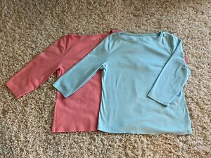 Lot of Two Talbots 100% Cotton Tops Size XL Peach and Blue