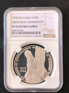 1998 Bulgaria 10000 Leva 120 Years Liberation NGC PF65 Ultra Cameo - Picture 1 of 5