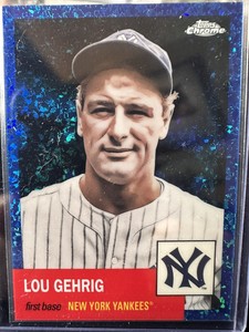 2022 Topps Chrome Platinum Anniversary Lou Gehrig Blue Toile 72/199 