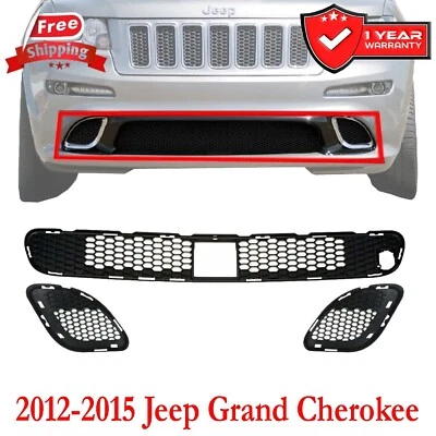 Bumper Grille For 2012-2015 Jeep Grand Cherokee Front Left & Right Side Set 3pcs Foto 1 de 4