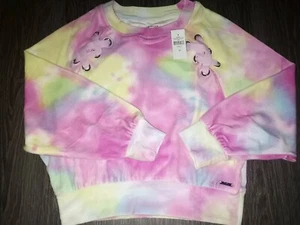 Girls justice cozy velour lace up crew size 8 neon multi tye dye new - Picture 1 of 3