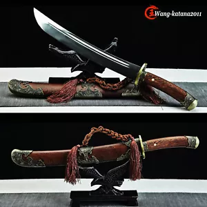 Espada corta china de palo de rosa de 20"" dinastía Qing DAO cuchillo de autodefensa acero 1095 - Imagen 1 de 12
