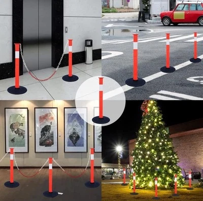 5 Pack 34 Inches Traffic Delineator Posts with Weighted Rubber Base  - Image 1 of 2