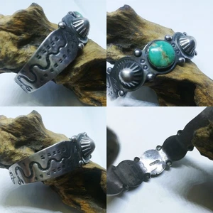 Zuni Navajo Turquoise Silver Cuff Bracelet Vintage Handmade Native USA JP - Picture 1 of 3