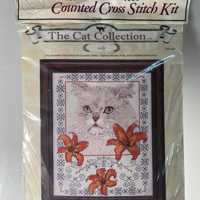NUEVO Cross My Heart Colección Gato Persa Lirio Contado Punto de Cruz Kit CSK-509 Foto 1 de 4