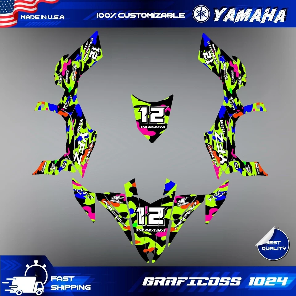 Yamaha YFZ 450R Kit Gráficos 2009 2010 2011 2012 2013 Calcomanías Pegatinas ATV UTV Foto 1 de 4
