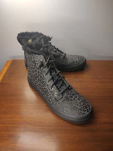 Sperry Black Leopard Spot Faux Fur Lined Bootie W 7.5 M NWOB! 61790 - Picture 1 of 6