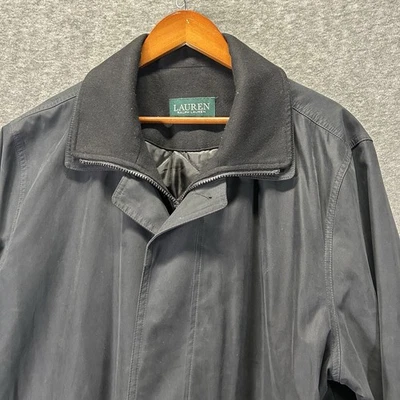 Lauren Ralph Lauren Para Hombres 44R Edgar Impermeable Negro Forro Extraíble Abrigo de Lluvia Foto 1 de 4