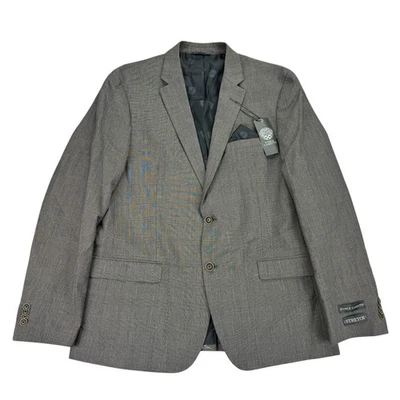 Vince Camuto Mens Slim Fit Super Stretch Windowpane Suit Jacket Gray Blue 44R - Image 1 of 4