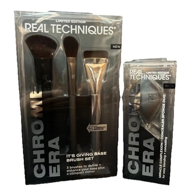 REAL TECHNOGIES Chrome Era Edición Limitada ~ Juego de Pinceles y Esponjas de Mezcla NUEVO Foto 1 de 4