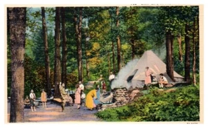 CAMP LIFE in the MOUNTIANS Tennessee TN linen - Postcard - Picture 1 of 2