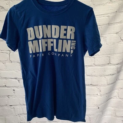 Camiseta The Office Dunder Mifflin Azul Royal Tamanho Pequeno Usada Uma Vez Halloween - Imagem 1 de 2