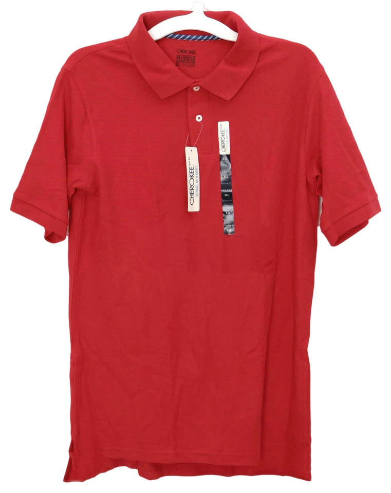 Новый мальчиков CHEROKEE школы форма рубашка-поло короткий рукав красный XL XXL - Изображение 1 из 1