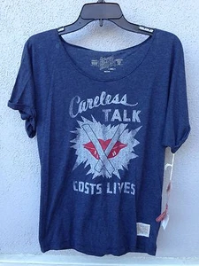 $ 45 Neu mit Etikett Retro Marke einfarbig grau Careless Talk kostet Leben 1943 WPA T-Shirt S - Bild 1 von 2