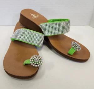 Corky's Sandalen Flip Flop Slipper Pantoletten 8 limettengrün Strass Maximalist - Bild 1 von 10