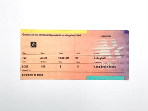 Vintage 1980er 1984 Olympia Volleyball voll gebraucht Stub Sportgeschichte La Los Angeles - Bild 1 von 2