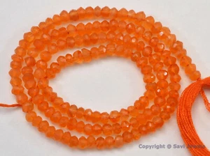 CARNELIAN 3-3,5mm Micro Rondelle Sfaccettate Pietra Preziosa Perline Filo 7" - Foto 1 di 3