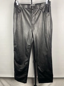 Abercrombie & Fitch Curve Love Black Pants 90's Relaxed Vegan Leather 33/16 - Picture 1 of 8