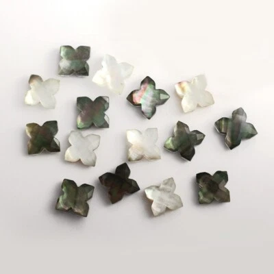Natural Mother of Pearl Clover Shape Loose Gemstone For Jewelry Making - Image 1 of 4