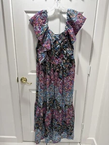 Anthropologie Maxi Dress Eyelet With Short Lining Back Stretches Size 2X - Picture 1 of 15