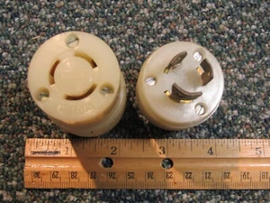 Bryant 10A 250V / 15A 125V 3-Prong Round Male & Female Plug Set - Picture 1 of 3