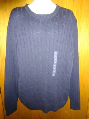 NEW MEN'S CONSENSUS NAVY CABLE SWEATER SIZE XLARGE MSP $50.00 - Image 1 of 3