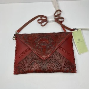 Anabaglish Handtasche Damen handgefertigt rot geprägtes Leder Umhängetasche NEU 199 $ - Bild 1 von 16