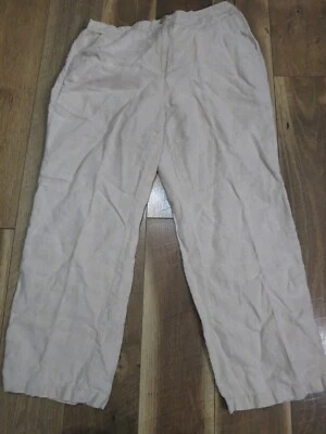 L.L.Bean OKFA1 Women's Taupe Brown Linen Straight Leg Pants Sz 16 Reg - Image 1 of 4