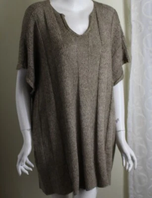 Eskandar O/S Golden Wheat 32"Long Linen Knit Pullover Kaftan Sweater Tunic Top - Image 1 of 3