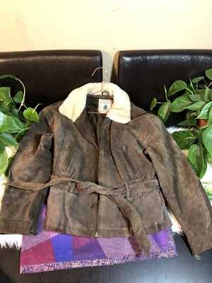 Northwest Territory 女式棕色皮革夹克 M 码 — 第 1/4 张图片