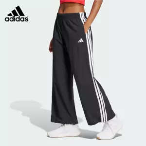 adidas Essentials 3-Stripes Lifestyle Woven Parachute Pants Black ASIAN FIT - Picture 1 of 8