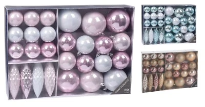 31 Piece Christmas Bauble Set Rose Gold, Pinks, and Blues Christmas Decorations - Image 1 of 4