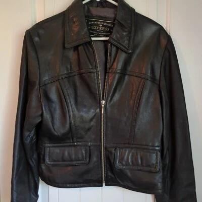Chaqueta de Cuero Express Calidad Genuina Damas Talla Pequeña Súper Linda Suave Bonita Foto 1 de 4