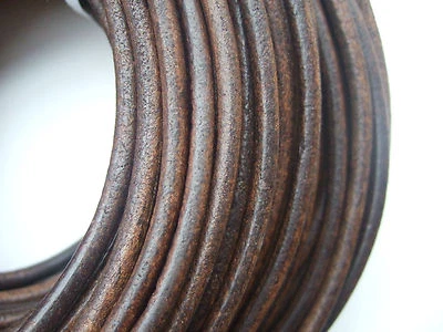 Dunkel Antik Bronze 5mm Rund Echt Weich Leder Fund Kordel Schnur Spitze Seil - Bild 1 von 4