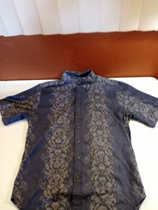 REYN SPOONER Mens Size Medium Dark Blue & Gray Short Sleeve Button-Down Shirt  - Picture 1 of 12