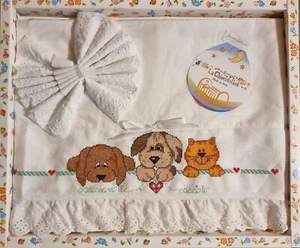 LENZUOLINO CULLA NEONATI -RICAMATO A MANO- 120x83 cm lenzuolo bambini - Foto 1 di 1