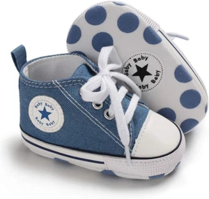 Unisex Baby Boys Girls High Top Sneaker Soft Anti-Slip Sole Newborn Infant First - Picture 1 of 6