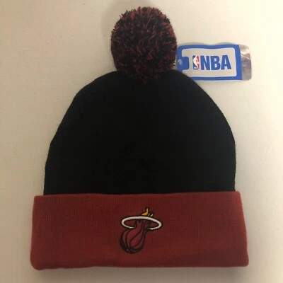 2014 Miami Heat NBA Gorro Bordado Pom Pom Baloncesto Dos Tonos Rojo Negro Foto 1 de 4