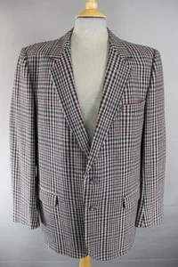 BRITISH MADE HOLLINGTON BROS WOOL BLEND GREY HOUNDSTOOTH CHECK TWEED JACKET 44" - Picture 1 of 12
