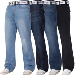 Kruze Uomo Bootcut Jeans Gamba Larga Svasato Pantaloni Cintura Gratis UK Taglie - Picture 1 of 20