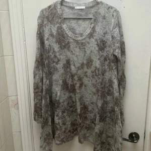 Susy Mx Grey floral sweater tunic, mohair wool blend, asymmetrical, size medium - Picture 1 of 8