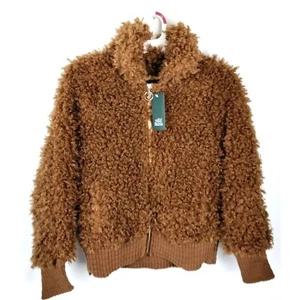 Wild Fable Neu mit Etikett Junior Bomber Sherpa cognac braun Reißverschluss Mantel XS - Bild 1 von 6