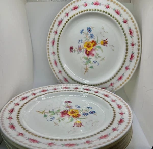 6 Antique Floral WEDGWOOD DINNER PLATES - Pattern X9683 - circa 1900 - 10.25" - Picture 1 of 16