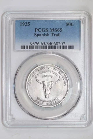 1935 SPANISH TRAIL SILVER COMMEMORATIVE HALF DOLLAR PCGS MS65 PQ! Cover
