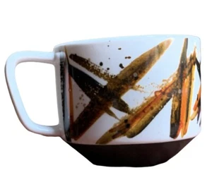 Taza de café Starbucks Into The Fire blanca marrón abstracta serie artesanal taza retro - Imagen 1 de 6