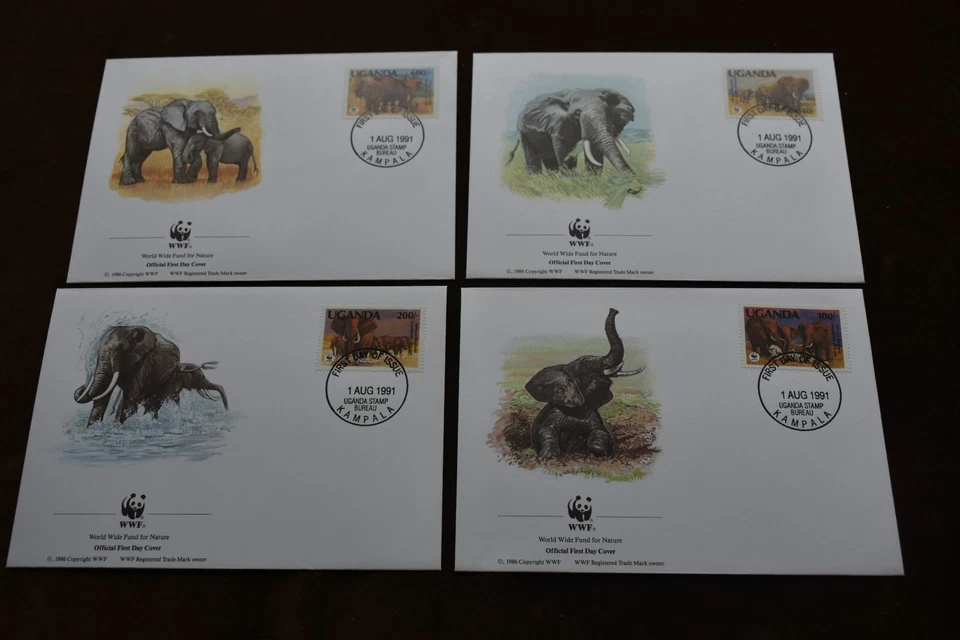 1991 WWF First Day Covers (4), Elephants, Uganda - Image 1 of 1