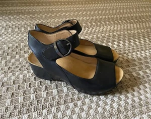 Sandalias DANSKO Tiana de cuero negro con correa al tobillo 36 5,5 - 6 *usadas una vez* - Imagen 1 de 11