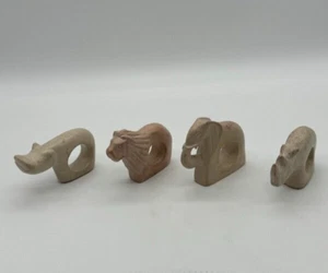 Set of 4 Hand Carved Sandstone Animal Napkin Rings - Picture 1 of 24